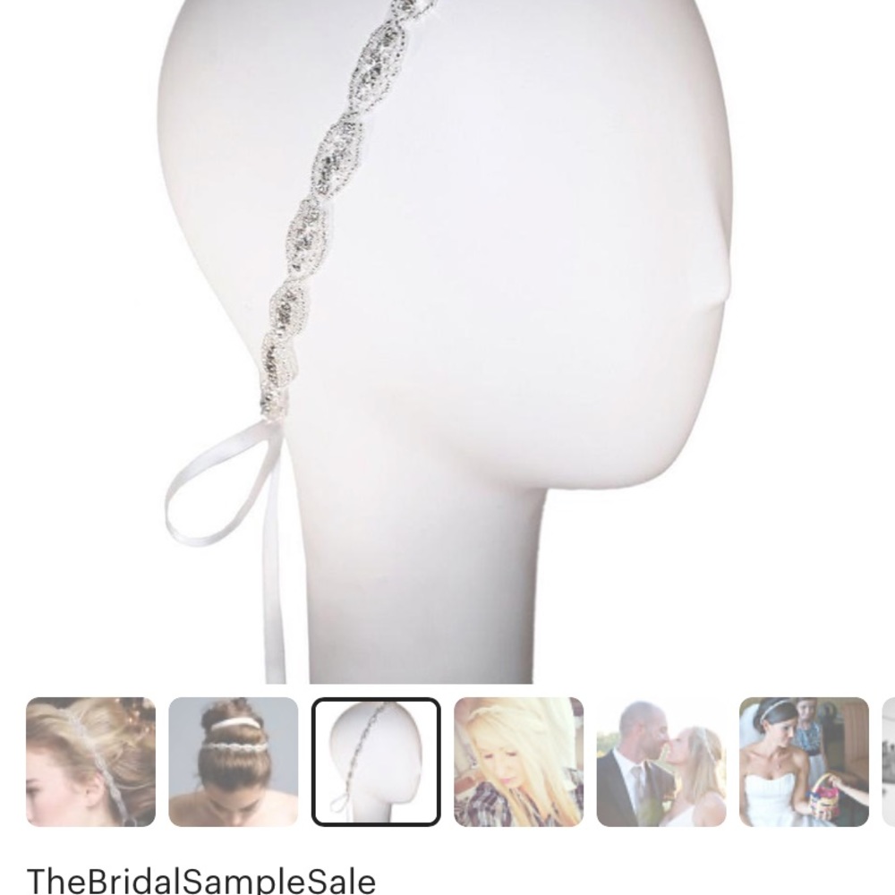 Silver Crystal Rhinestone Oval Bridal Headband NWT